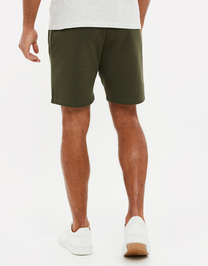 Khaki Green Fleece Sweat Shorts