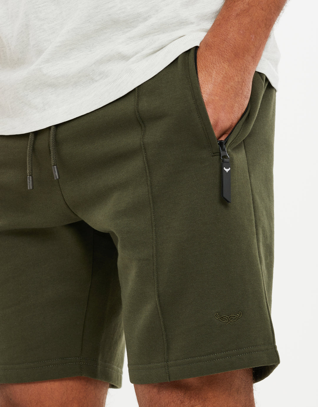 Khaki Green Fleece Sweat Shorts