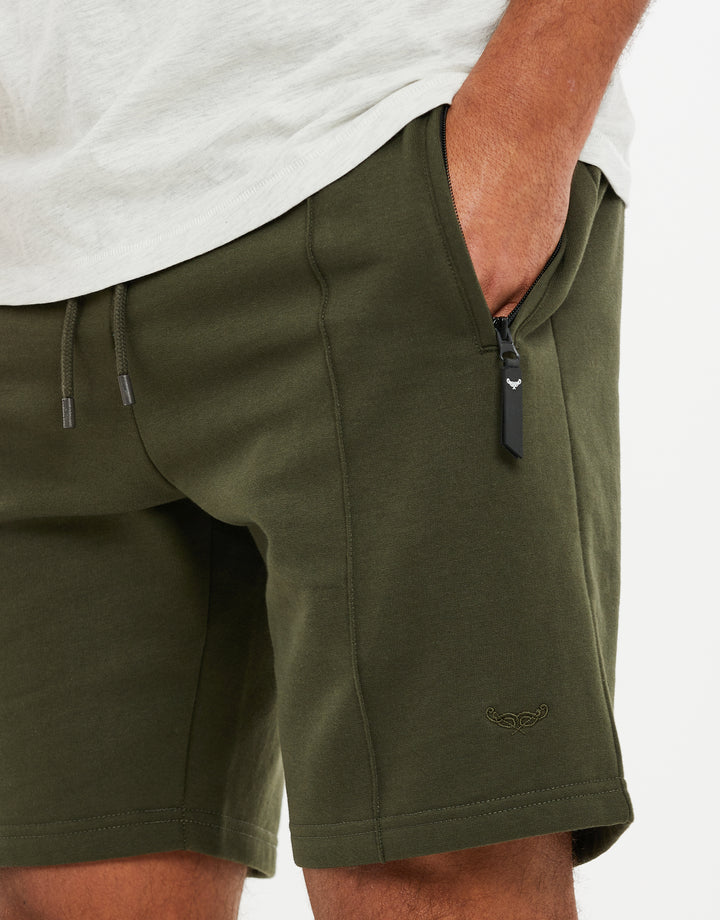 Khaki Green Fleece Sweat Shorts