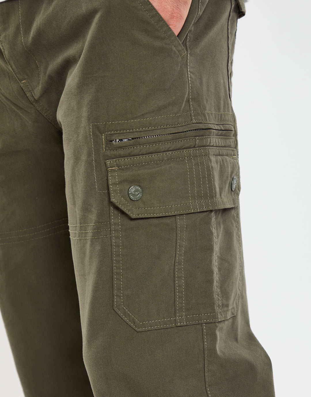 Khaki Green 3/4 Length Belted Cargo Trousers