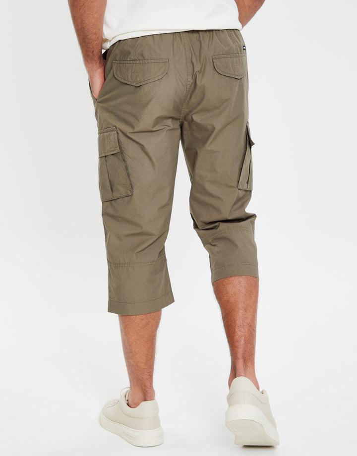 Khaki Green 3/4 Length Cargo Pants