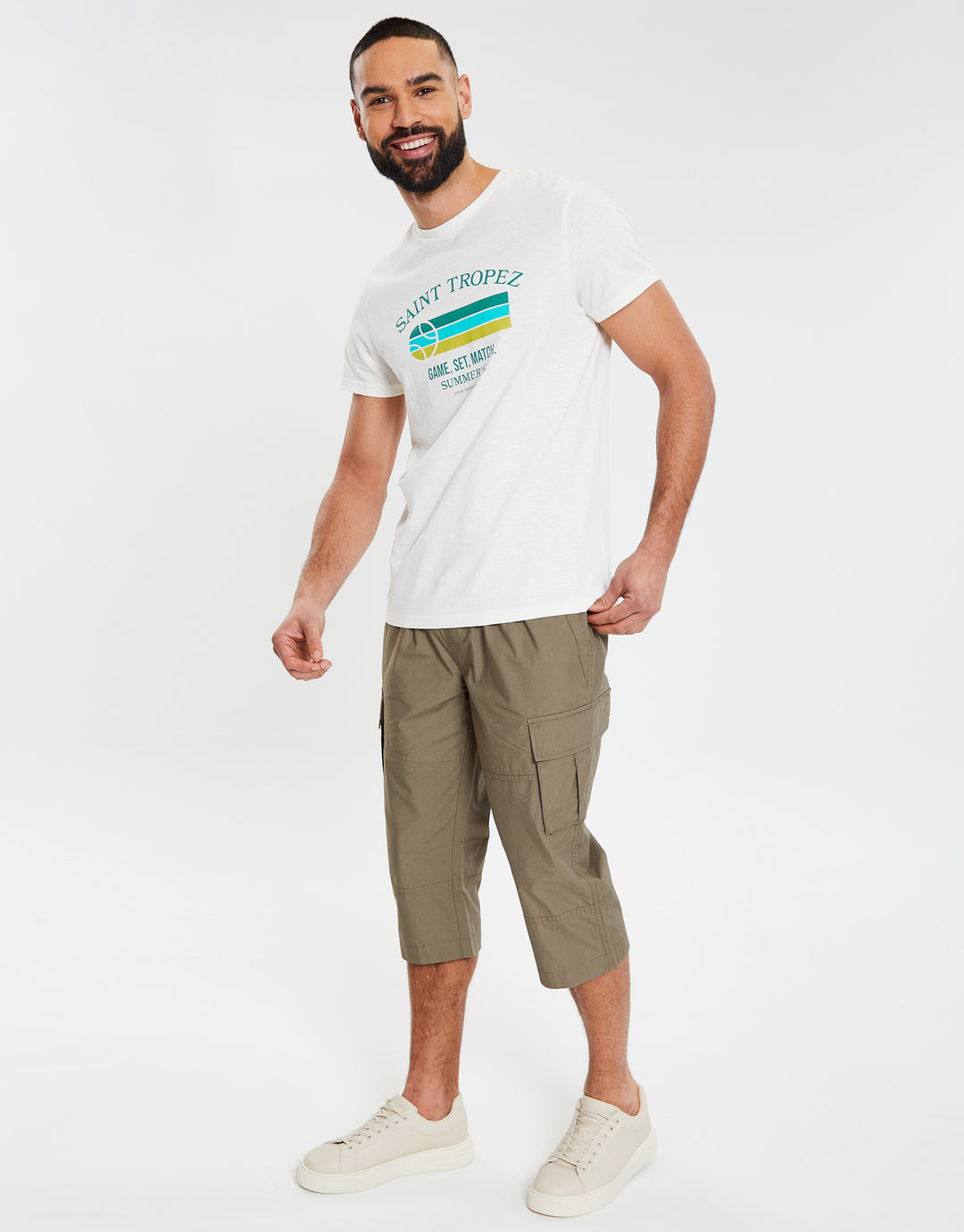 Khaki Green 3/4 Length Cargo Pants