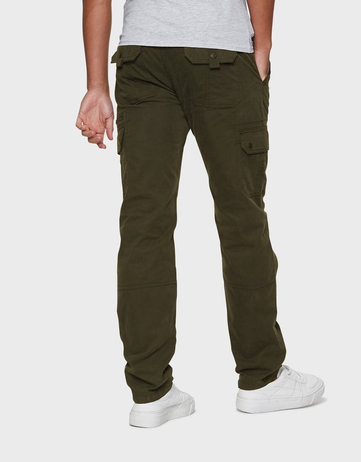 Khaki Green Belted Cargo Trousers