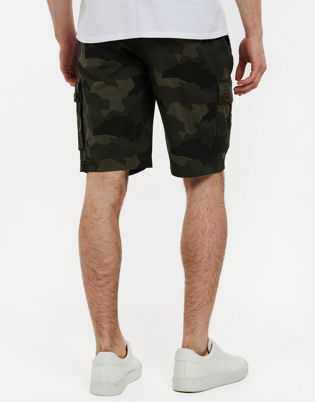 Men's Khaki Green Camo Cotton Regular Fit Cargo Shorts – Threadbare