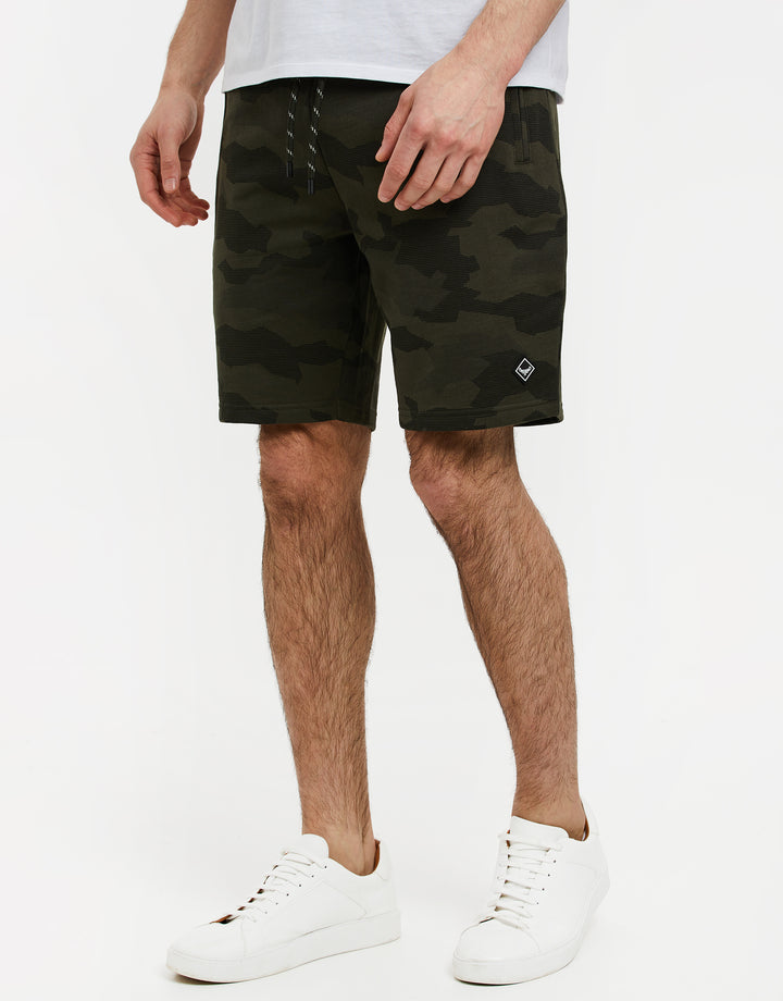 Khaki Green Camo Sweat Shorts