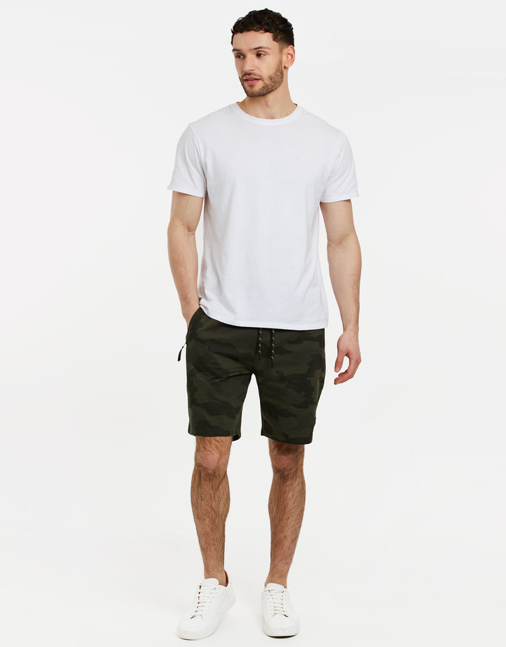 Khaki Green Camo Sweat Shorts