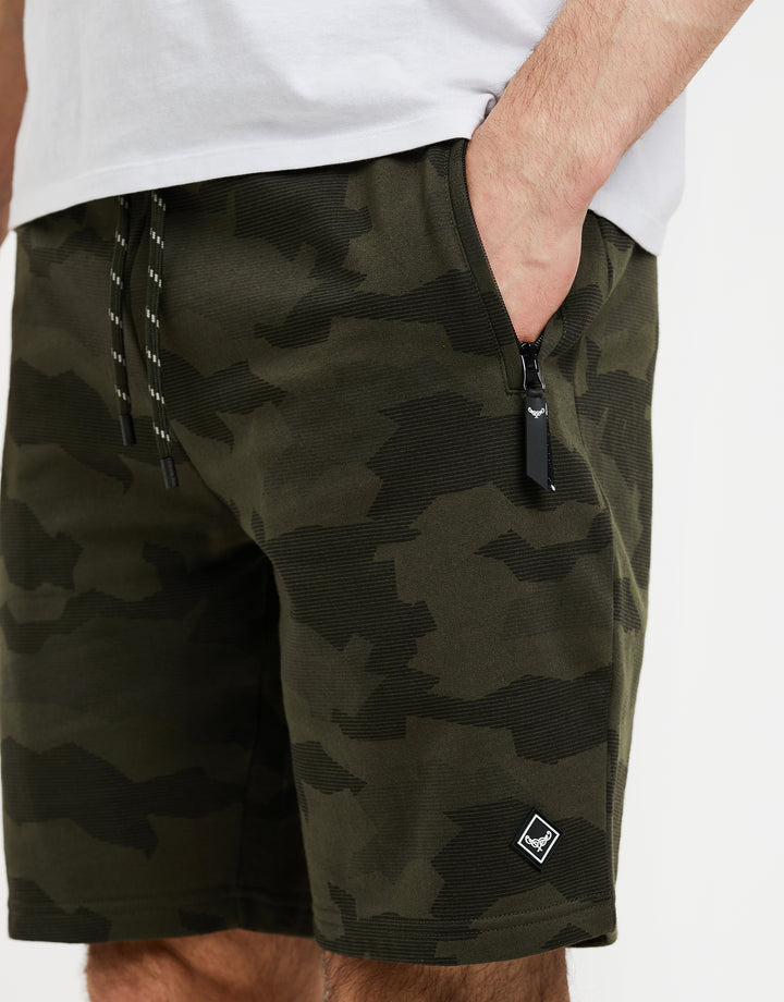 Khaki Green Camo Sweat Shorts