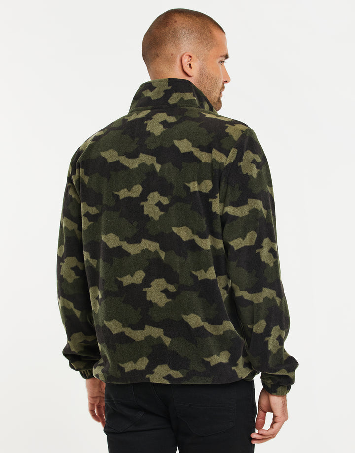 Khaki Camo Zip-Through Borg Fleece