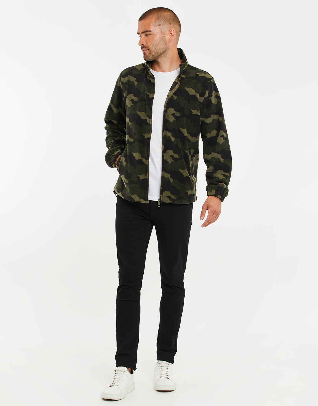 Khaki Camo Zip-Through Borg Fleece