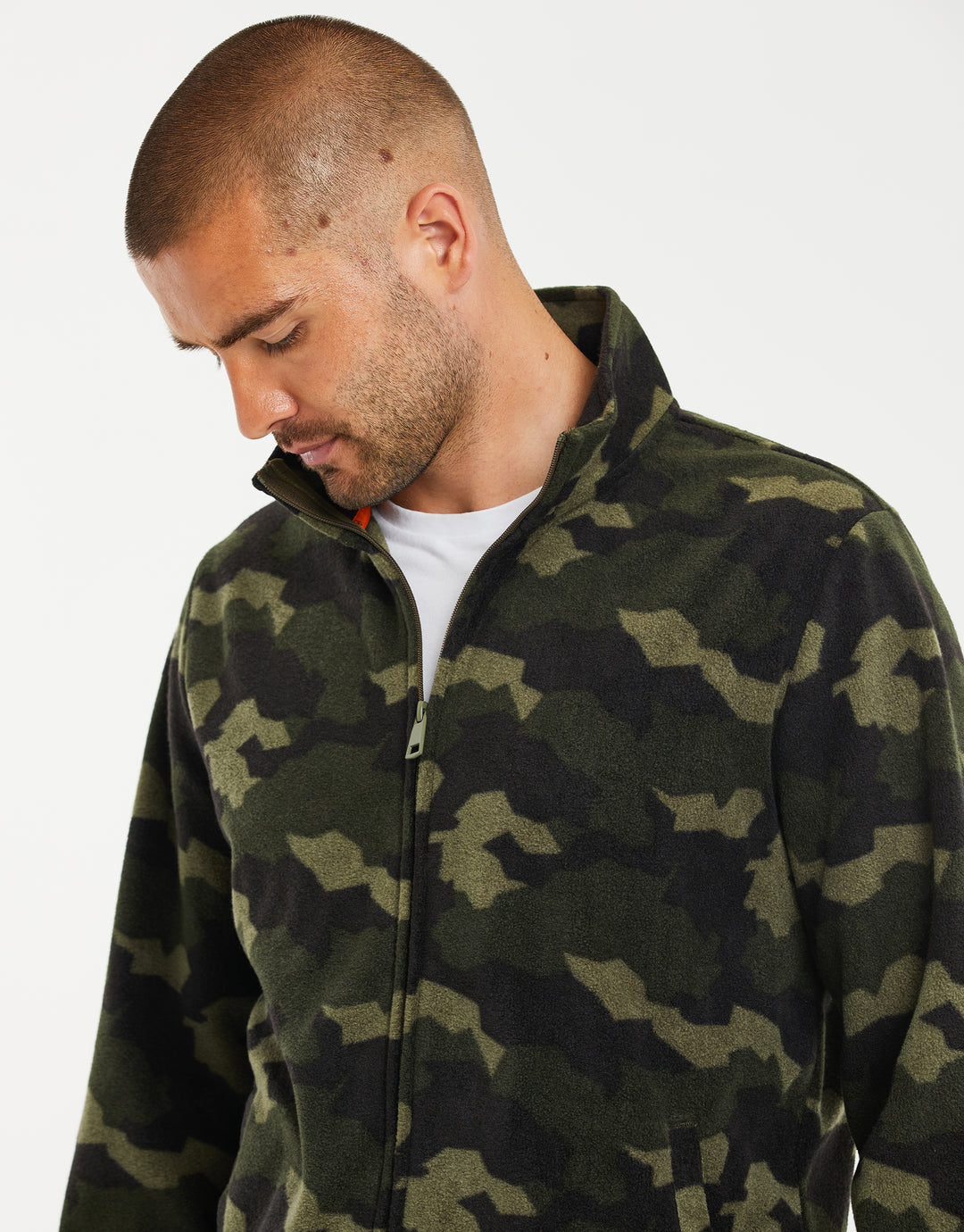Khaki Camo Zip-Through Borg Fleece