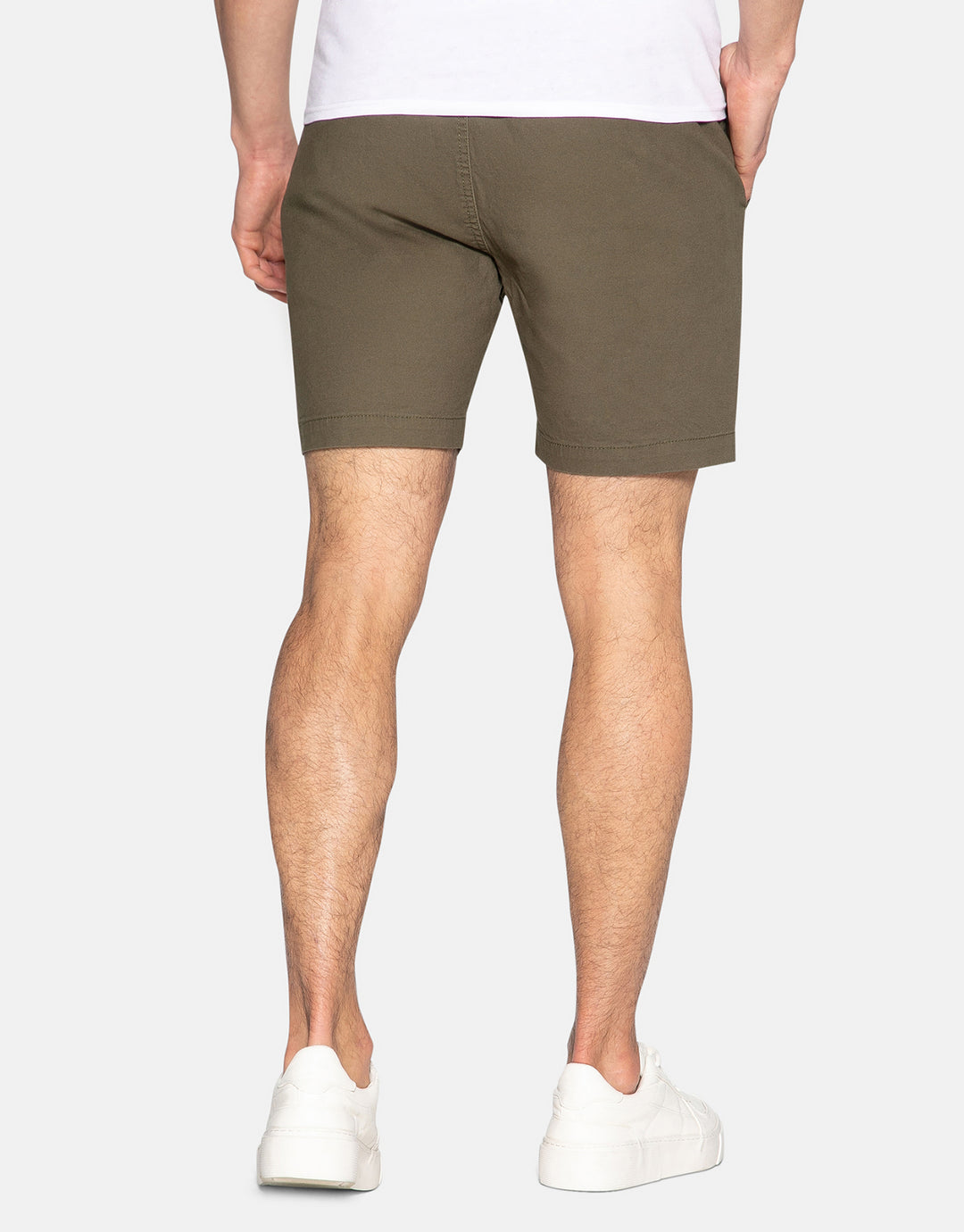 Khaki Green Jogger Style Chino Shorts