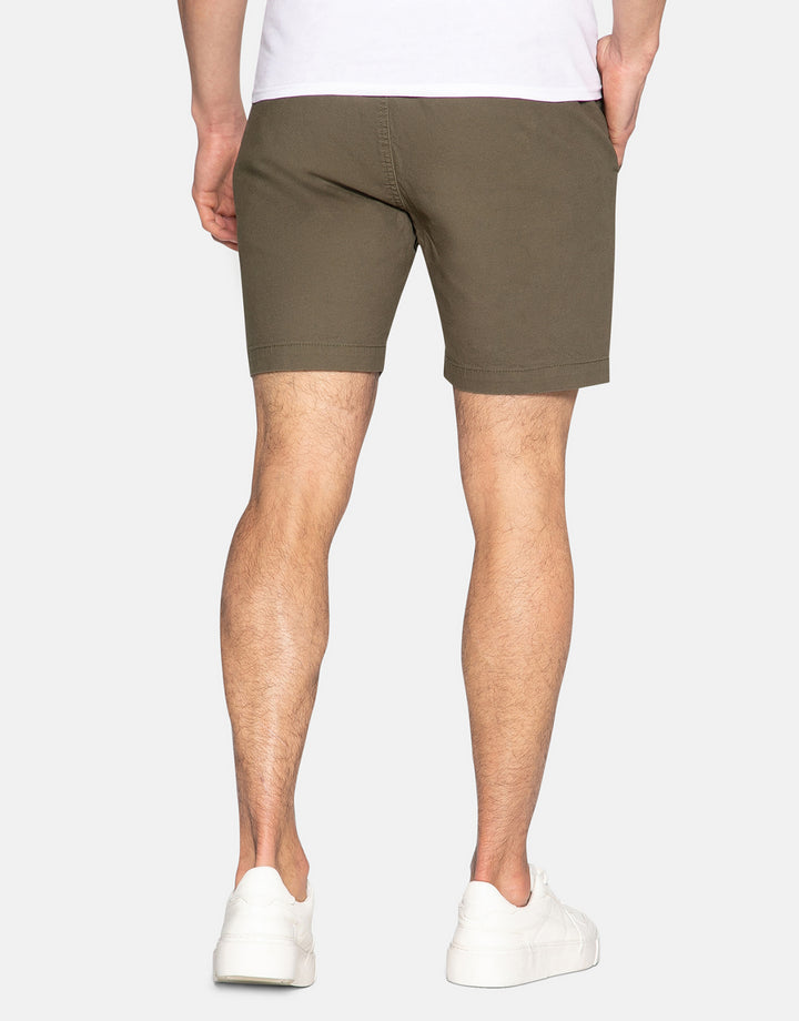 Khaki Green Jogger Style Chino Shorts
