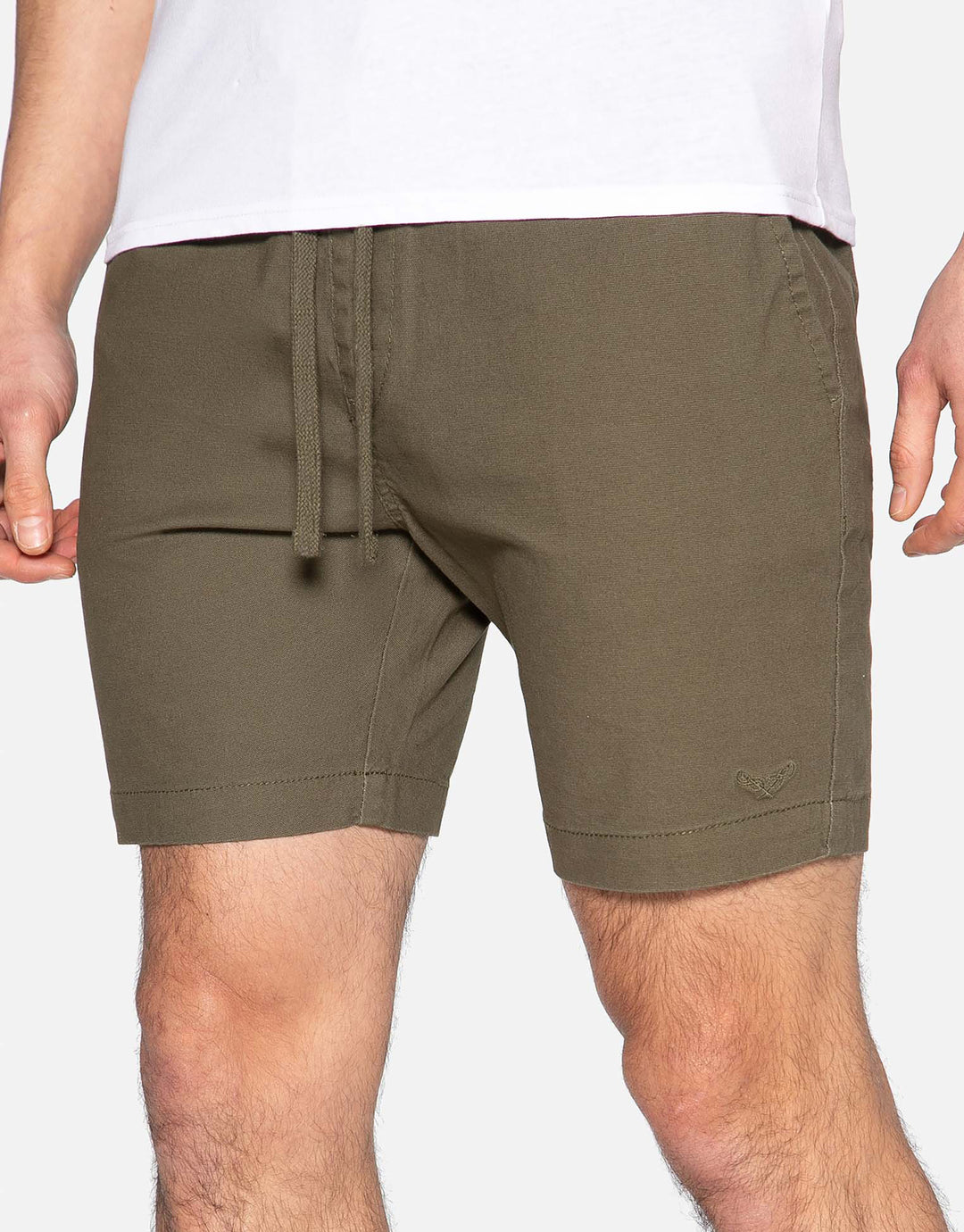 Khaki Green Jogger Style Chino Shorts