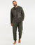 Khaki Green & Charcoal Faux Borg Loungewear (2-Piece Set)