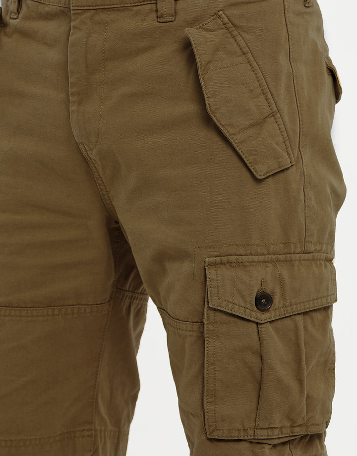 Khaki Green Cargo Shorts