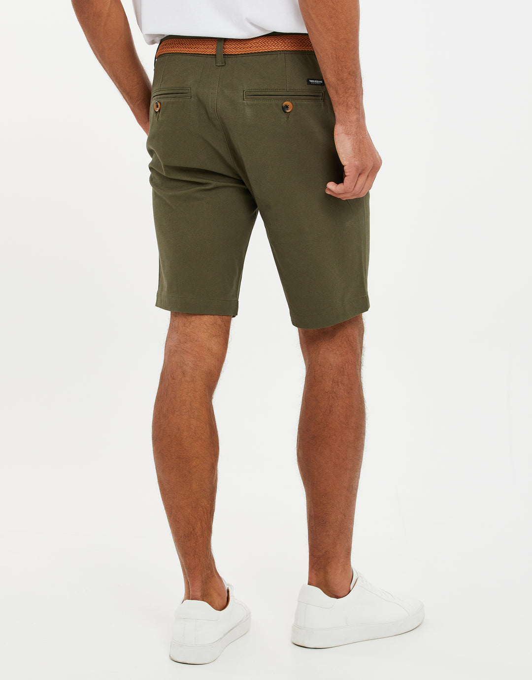 Khaki Green Belted Chino Shorts