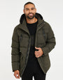Khaki Green Hooded Padded Jacket