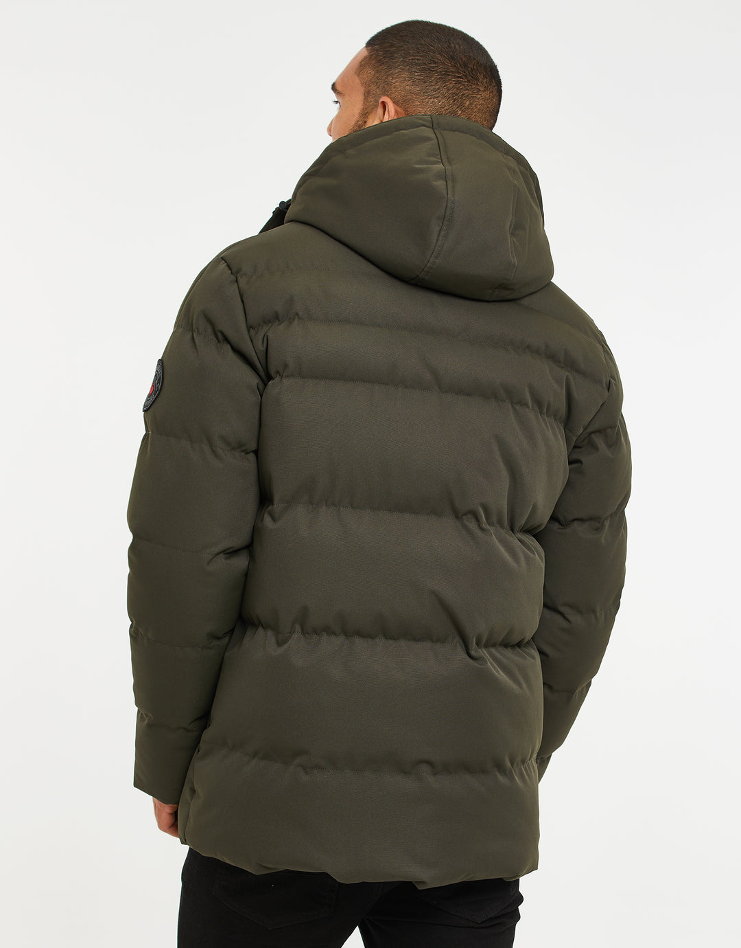 Khaki Green Hooded Padded Jacket