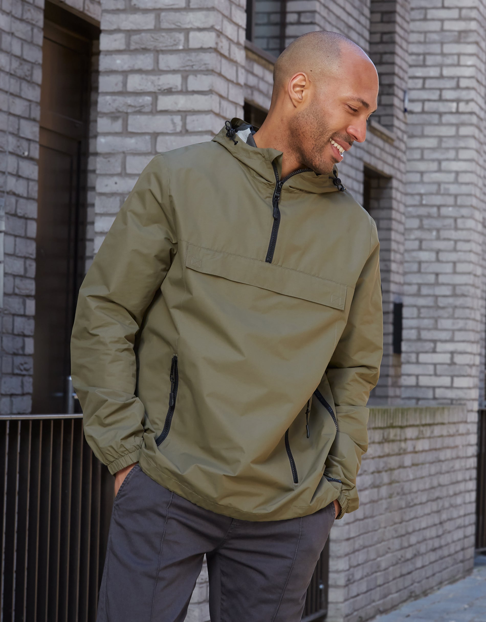 Threadbare Men's Khaki Green Internal Camo Print Overhead Quarter
