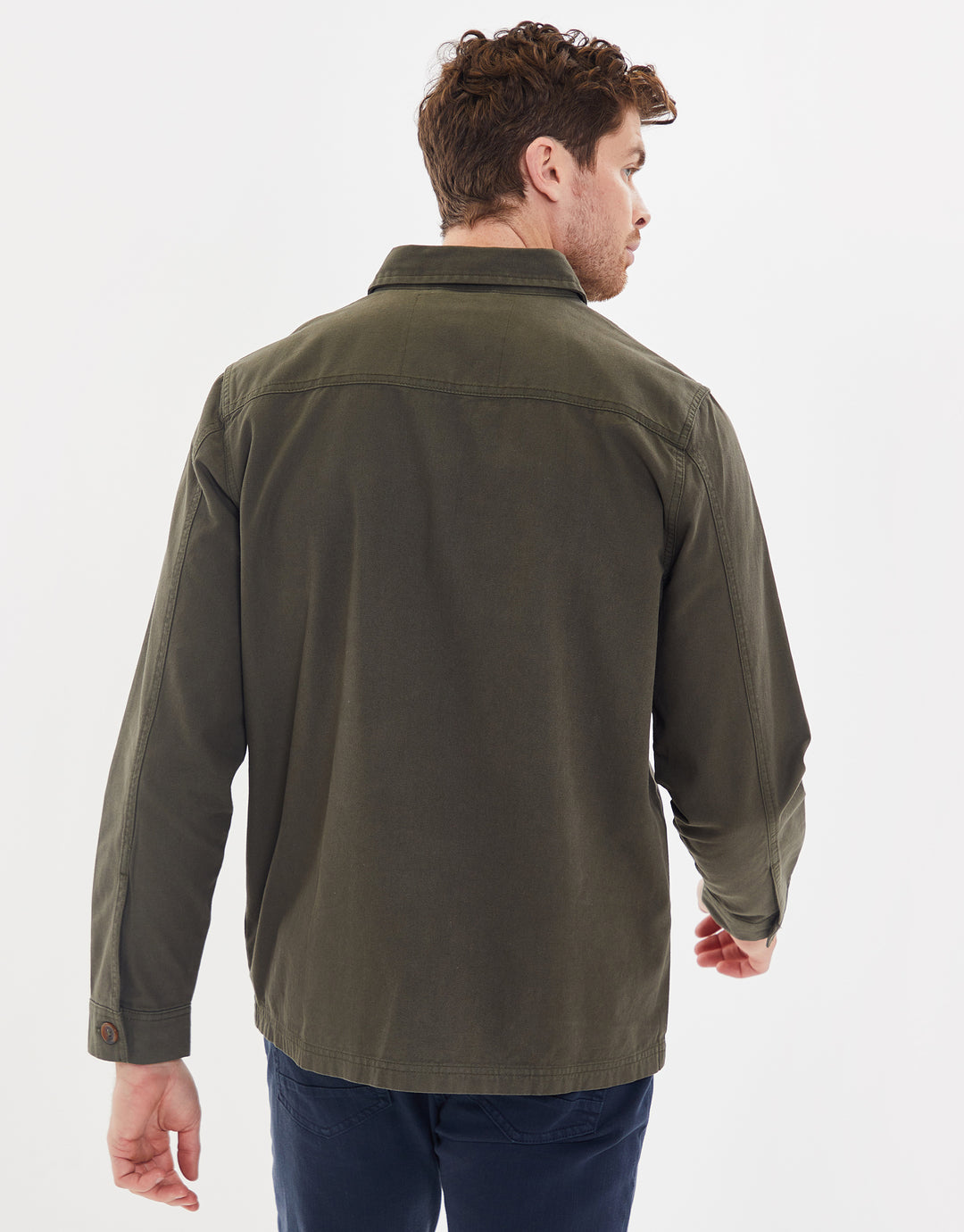 Khaki Green Button Down Cotton Shacket
