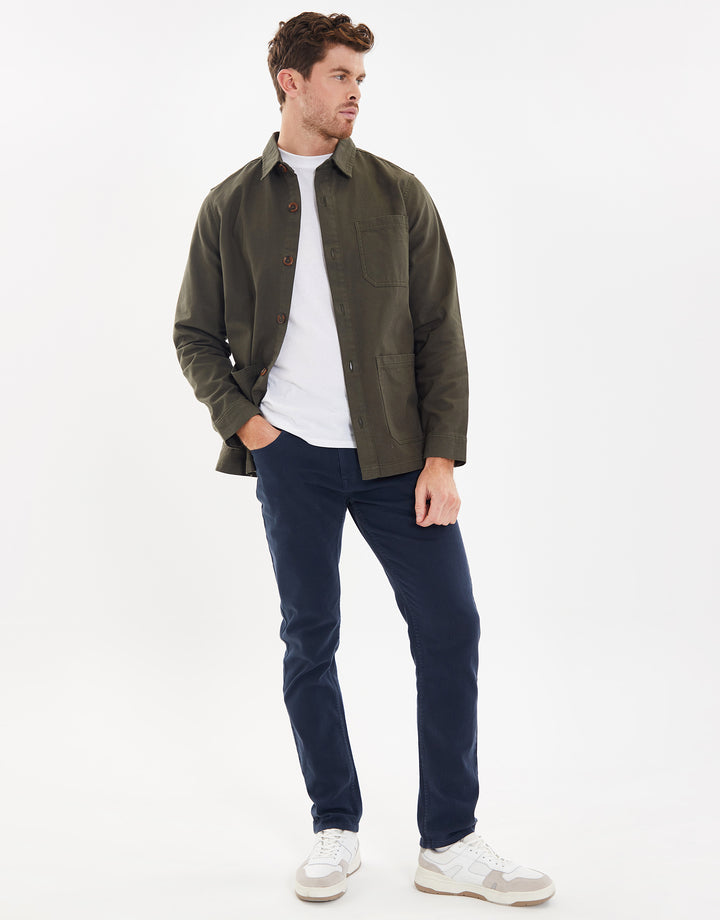 Khaki Green Button Down Cotton Shacket