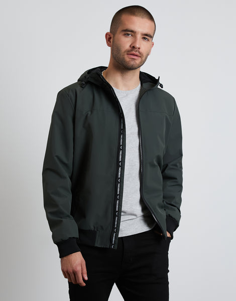 Men's Khaki Green Lightweight Hooded Zip-Through Jacket – Threadbare