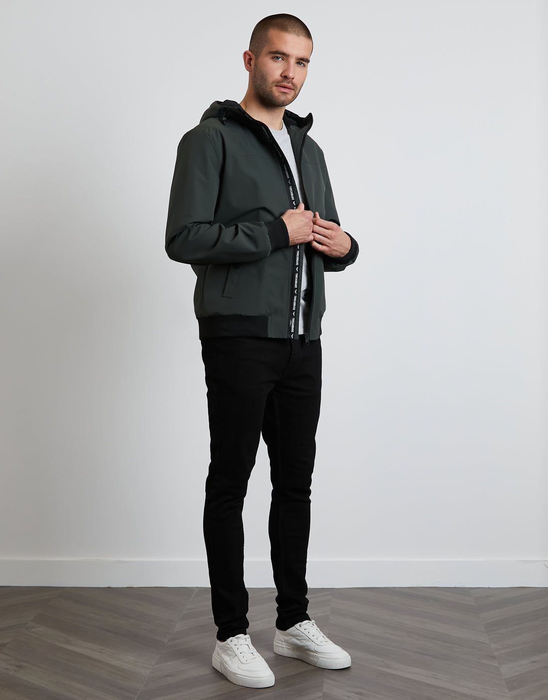 Men's Khaki Green Lightweight Hooded Zip-Through Jacket – Threadbare
