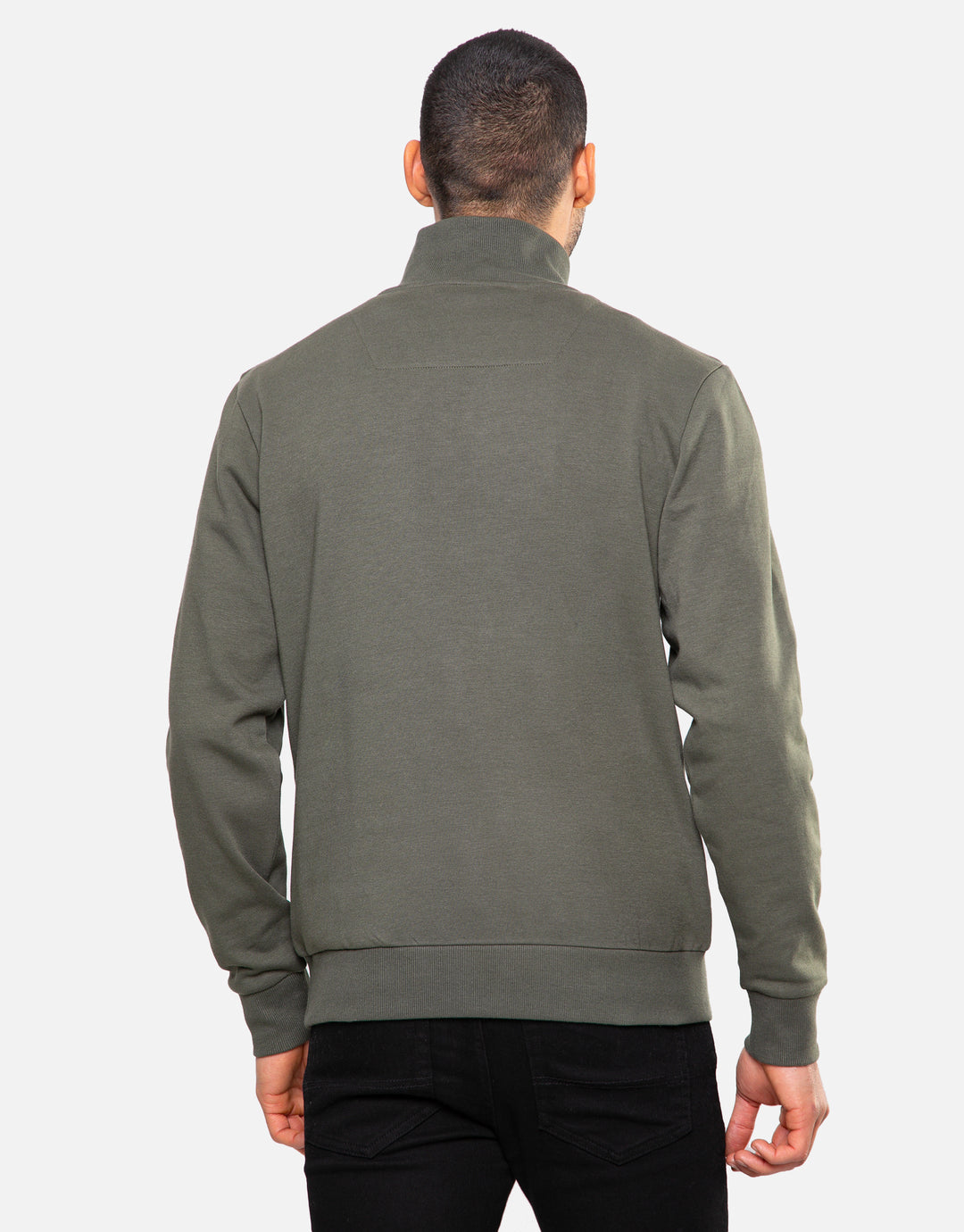 Khaki Green Quarter Zip Sweatshirt