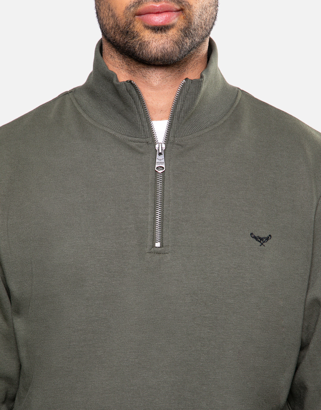 Khaki Green Quarter Zip Sweatshirt