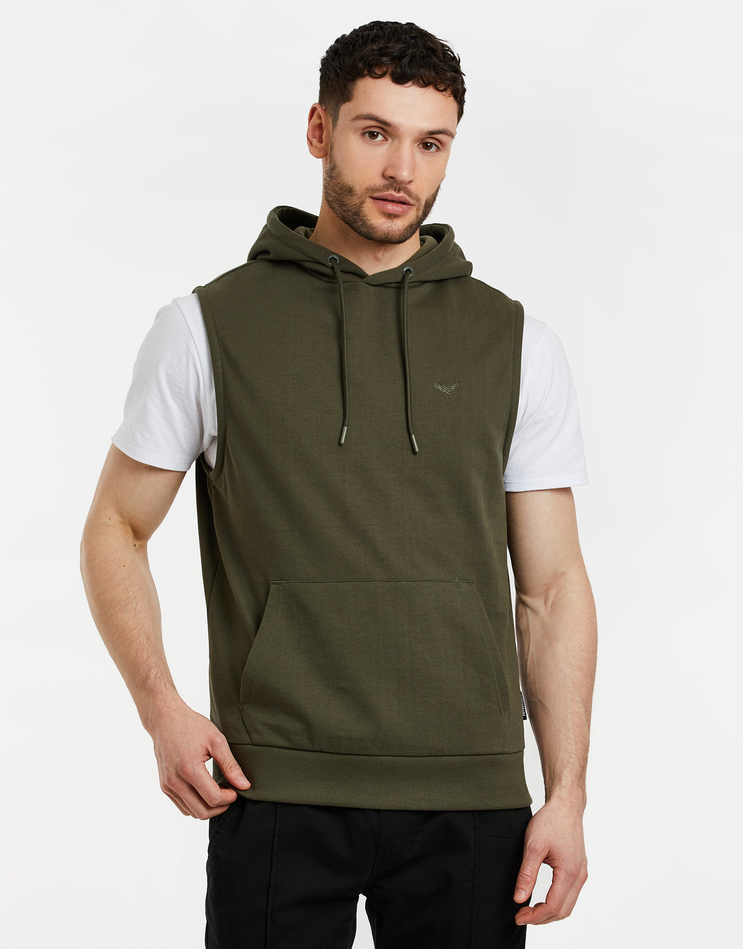Khaki Green Sleeveless Overhead Hoodie