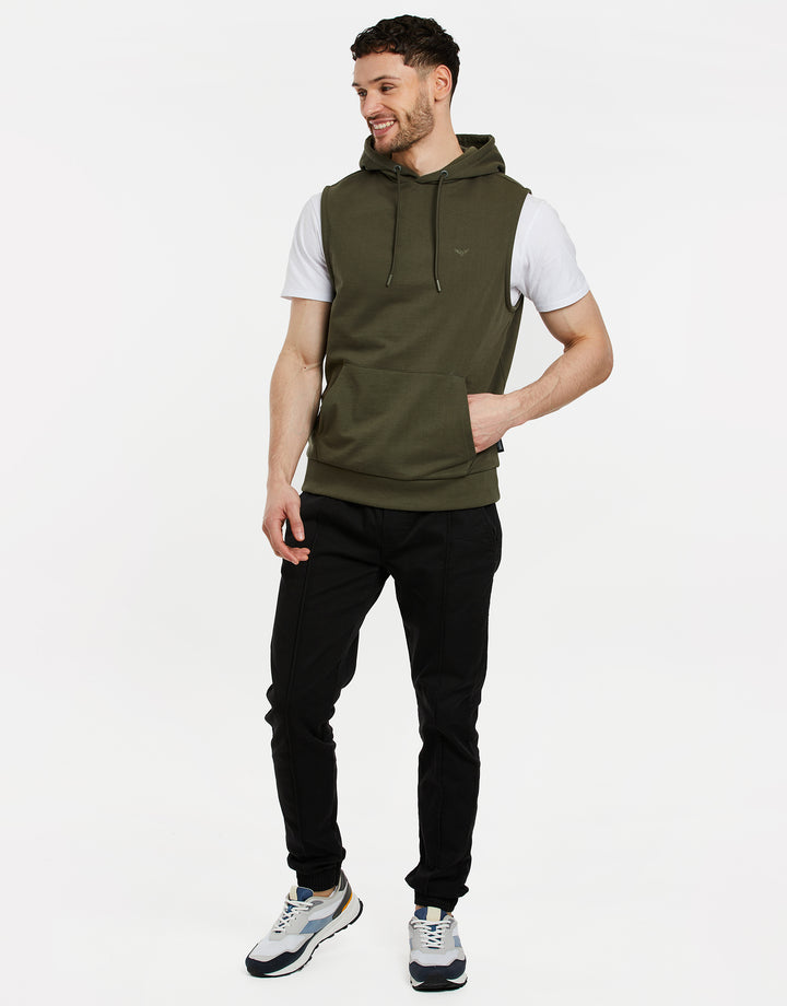 Khaki Green Sleeveless Overhead Hoodie