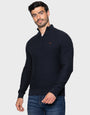Knipe Navy Plain Quarter Zip Jumpers