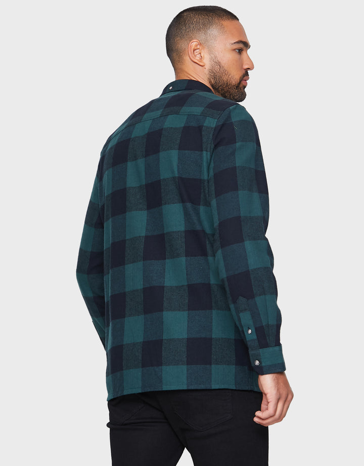 Logan Bottle Green Checked Casual Shirts