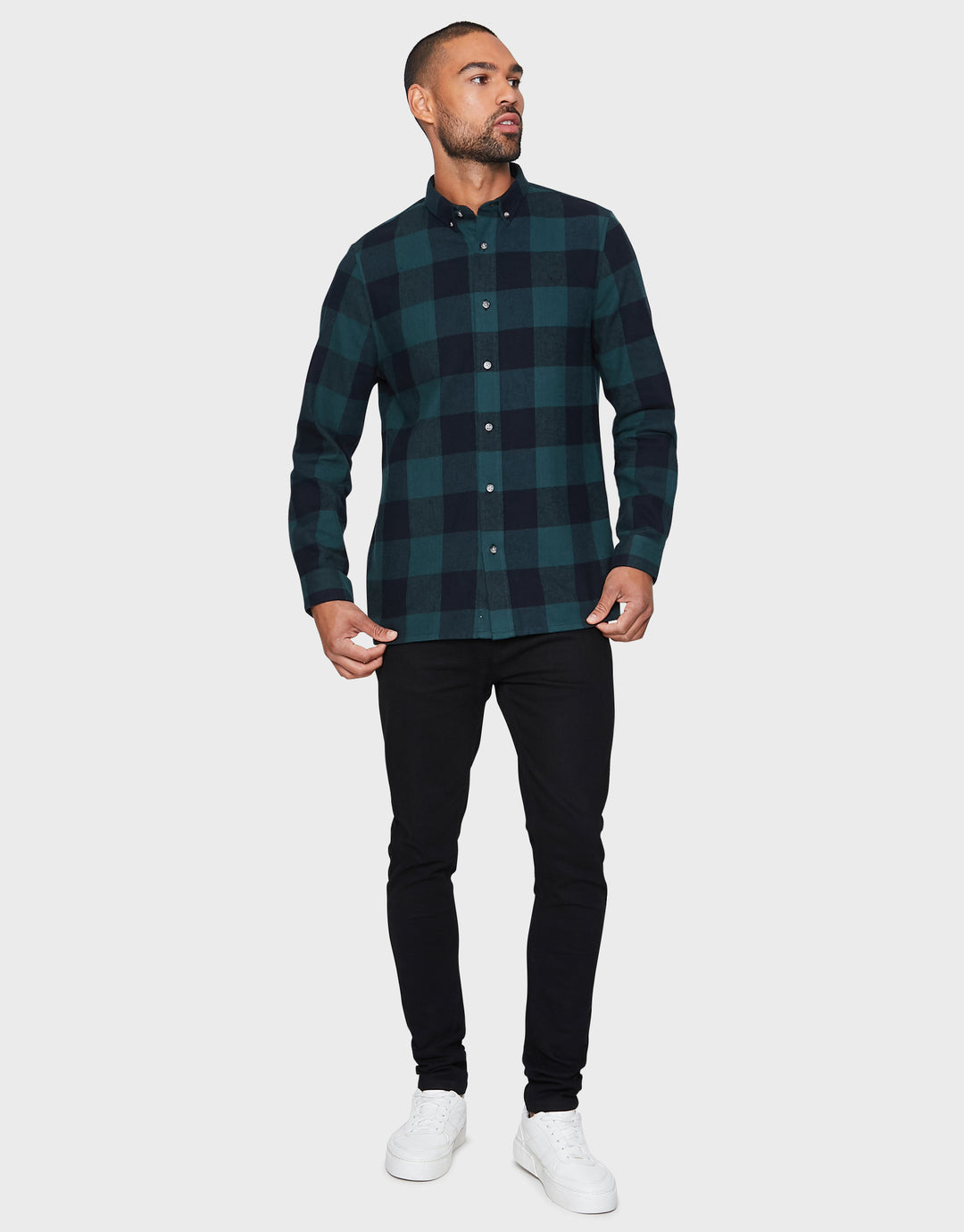 Logan Bottle Green Checked Casual Shirts