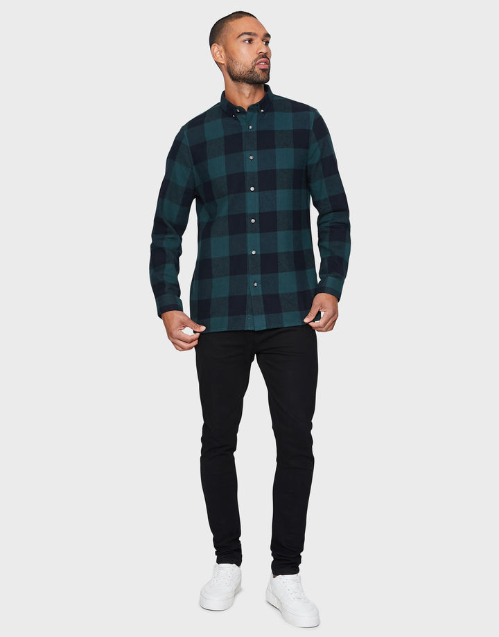 Logan Bottle Green Checked Casual Shirts