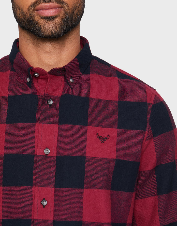 Logan Merlot Checked Casual Shirts