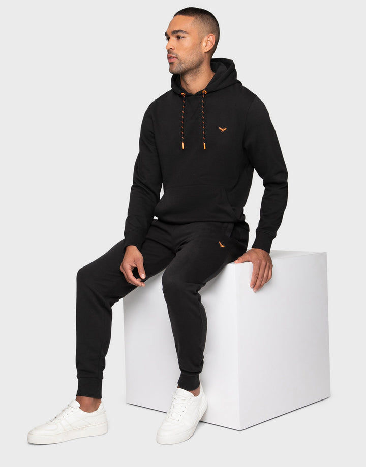 Mandarin Black Plain Hoodie and Jogger Co-ord Set