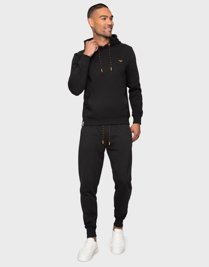 Mandarin Black Plain Hoodie and Jogger Co-ord Set