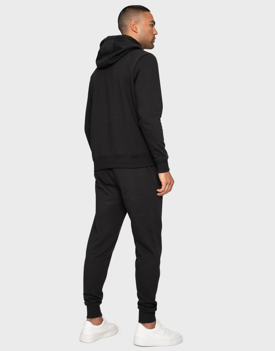 Mandarin Black Plain Hoodie and Jogger Co-ord Set