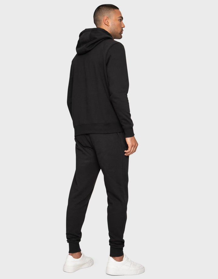 Mandarin Black Plain Hoodie and Jogger Co-ord Set