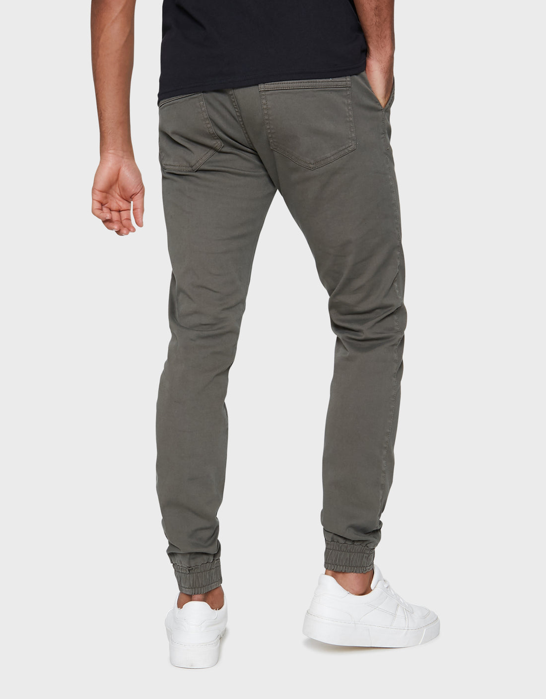 Men's Khaki Green Cuffed Slim Fit Trousers – Threadbare