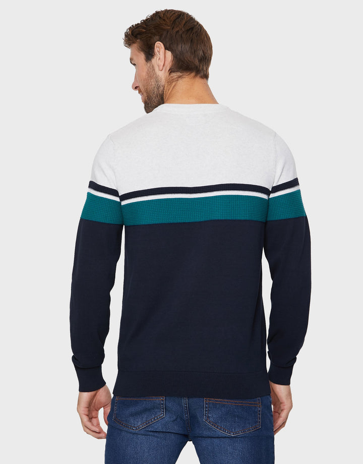 Millom Navy Mix Striped Colourblock Jumpers
