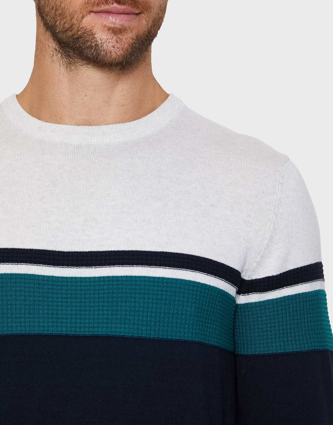 Millom Navy Mix Striped Colourblock Jumpers
