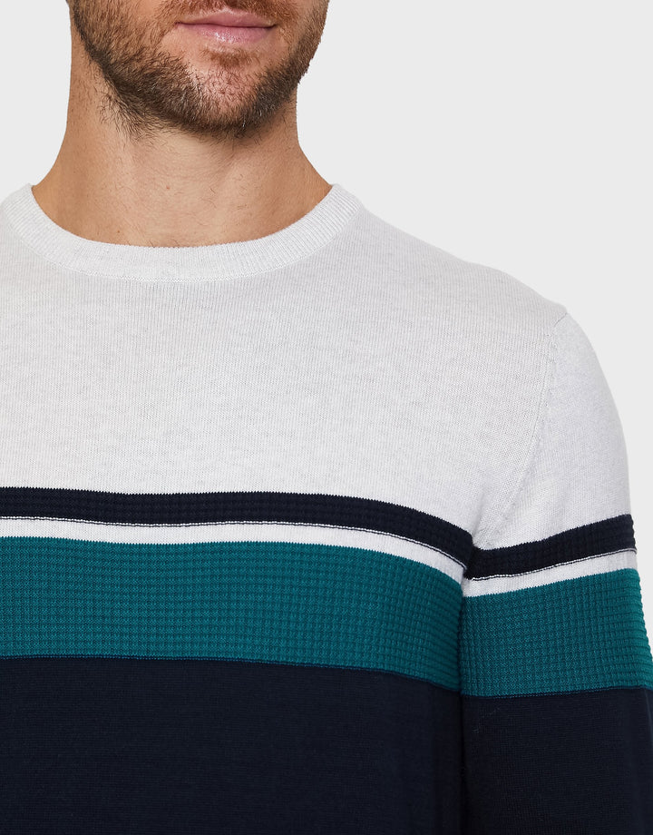 Millom Navy Mix Striped Colourblock Jumpers