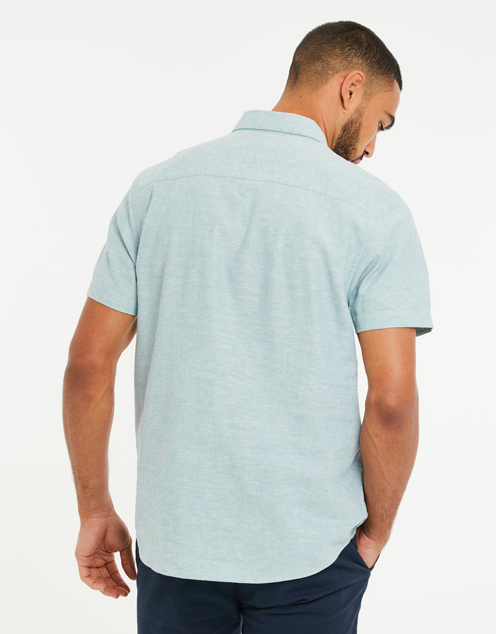 Mint Green Short Sleeve Linen Blend Shirt