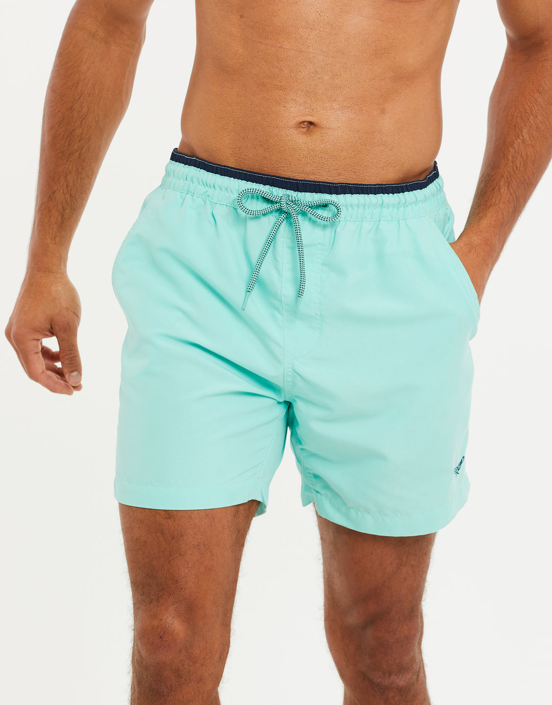 Mint Green Contrast Logo Swim Shorts