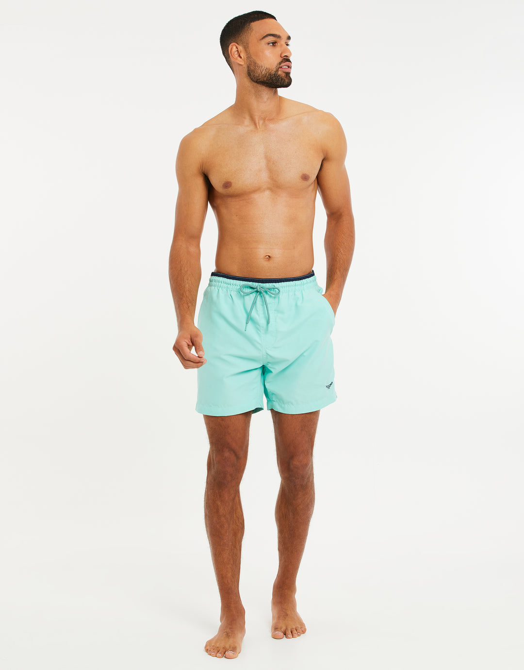 Mint Green Contrast Logo Swim Shorts