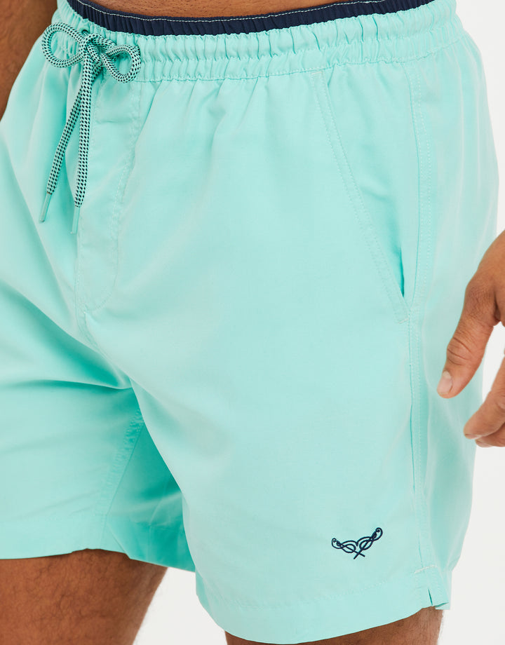 Mint Green Contrast Logo Swim Shorts