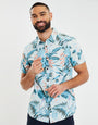 Mint Green Hawaiian Floral Print Short Sleeve Shirt