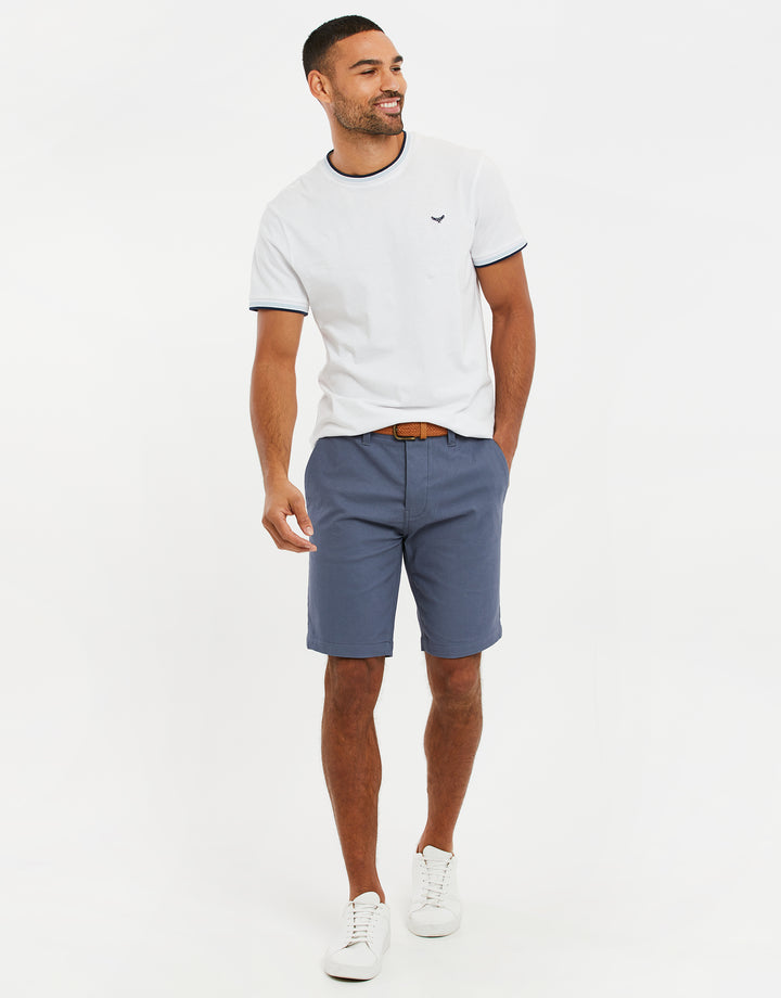 Misty Blue Belted Chino Shorts